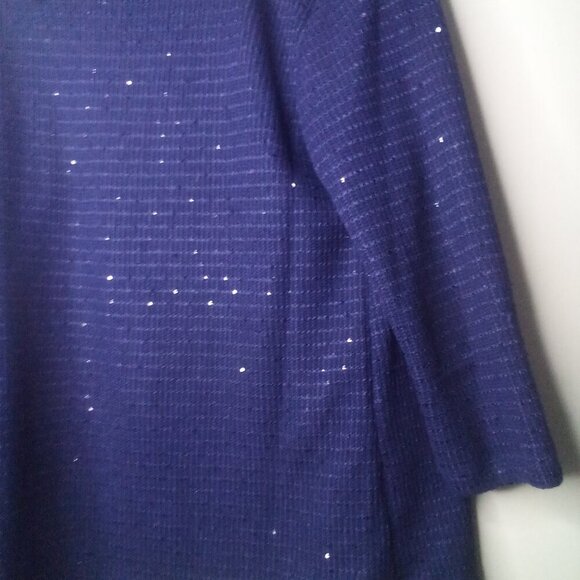 Ruby Rd Sweater M Women Pullover 3/4 Sleeve Cowl Neck Button Detail Blue - Picture 14 of 14